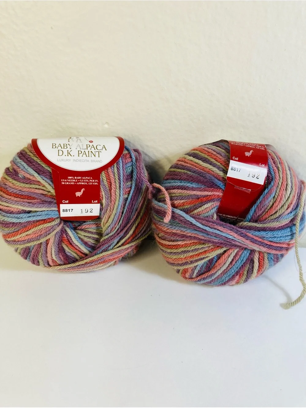 2 NWT Plymouth Yarn Baby Alpaca D.K. Paint Luxury Indiecita Brand Made in Peru